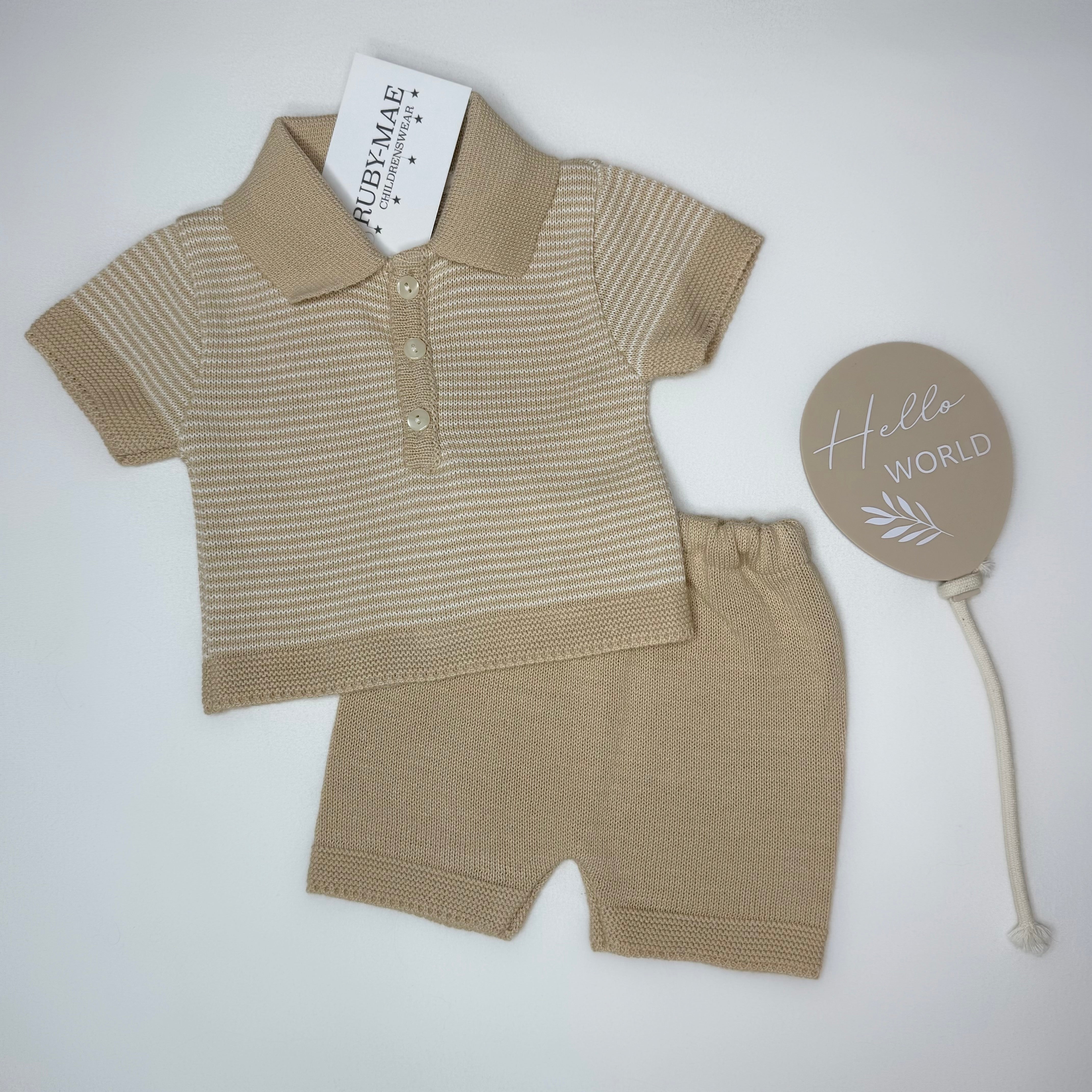 Camel Knitted Top & Shorts Outfit - Elijah