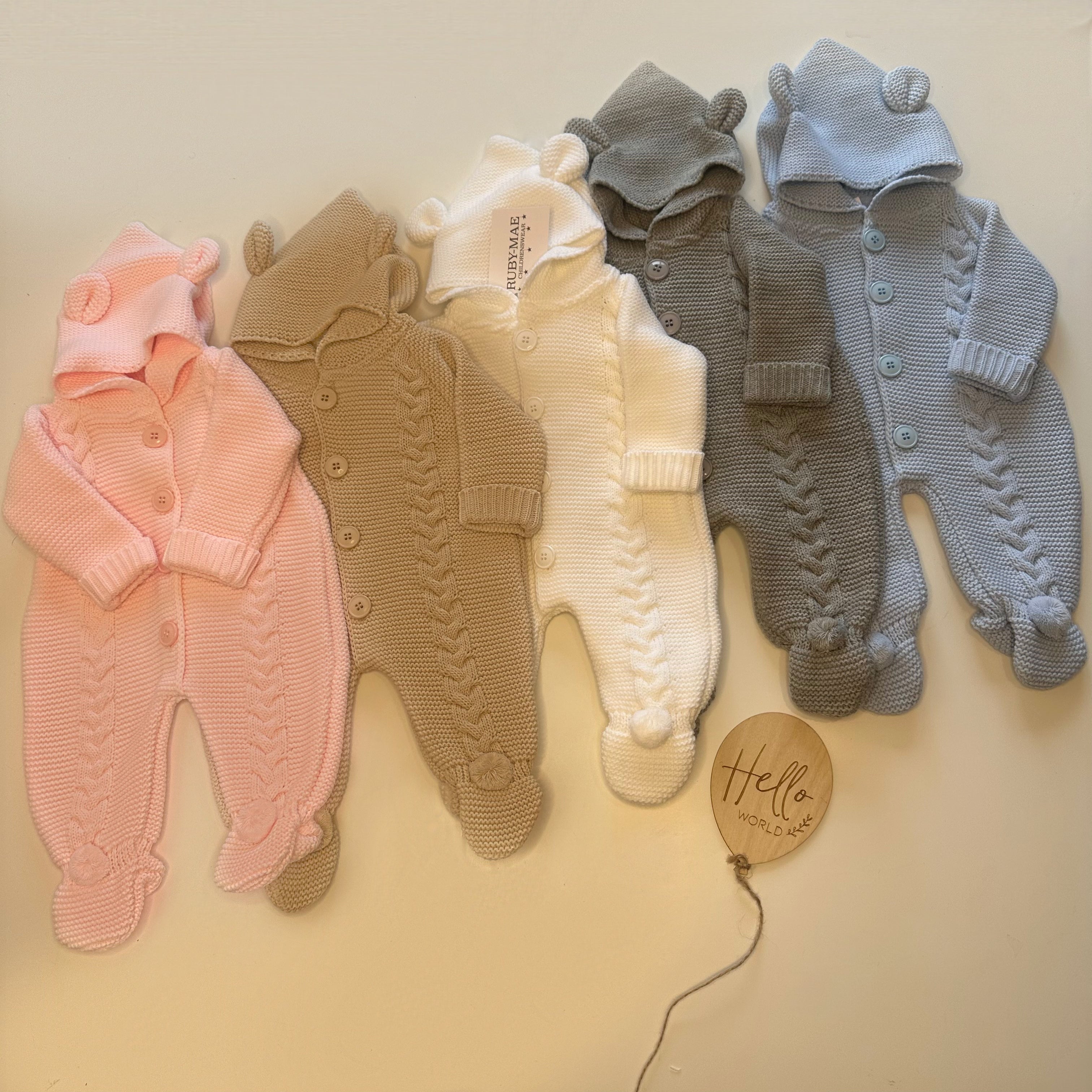 White Knitted Hooded Pramsuit - Charlie