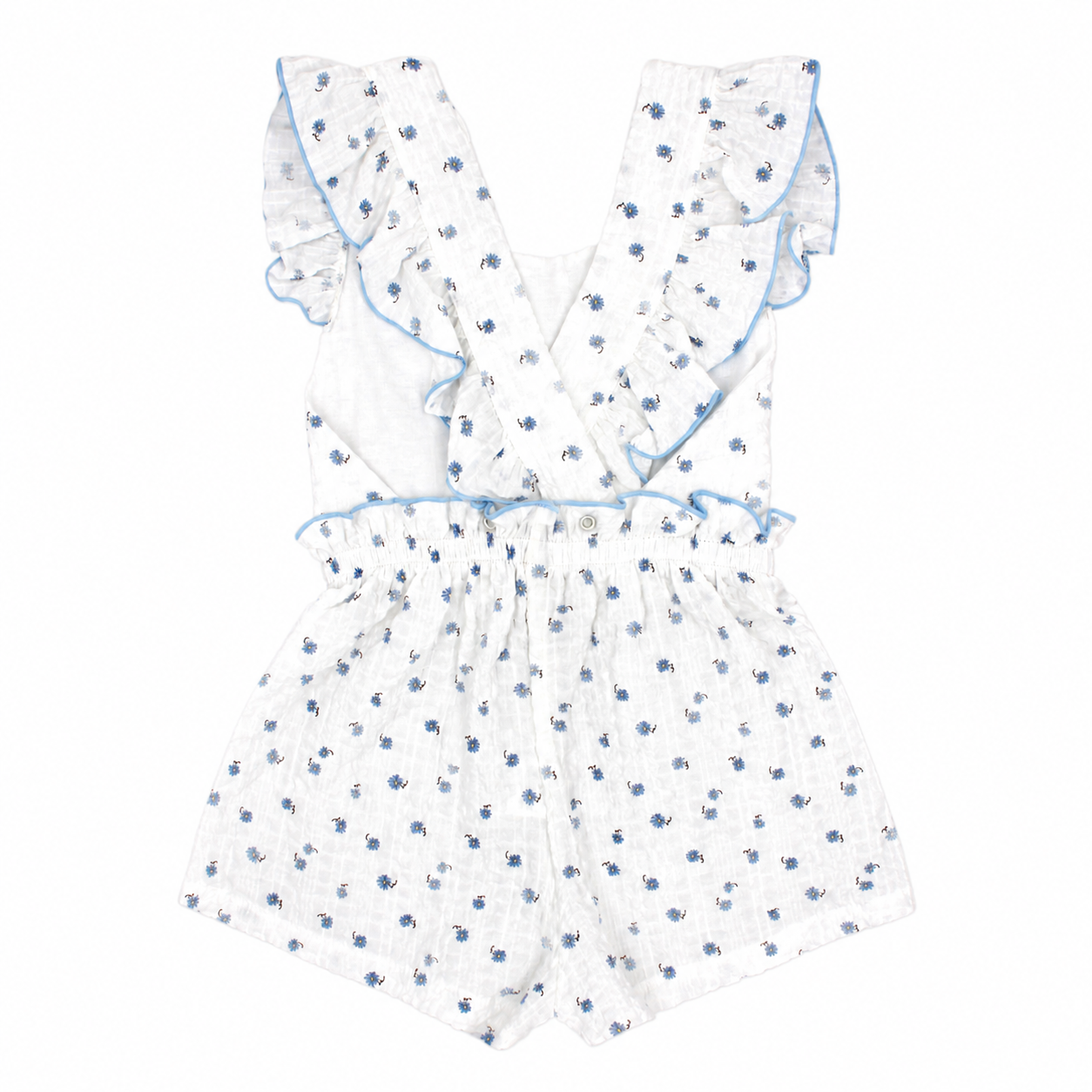 
                  
                    Rapife - Girls White With Blue Ditsy Cheesecloth Playsuit
                  
                