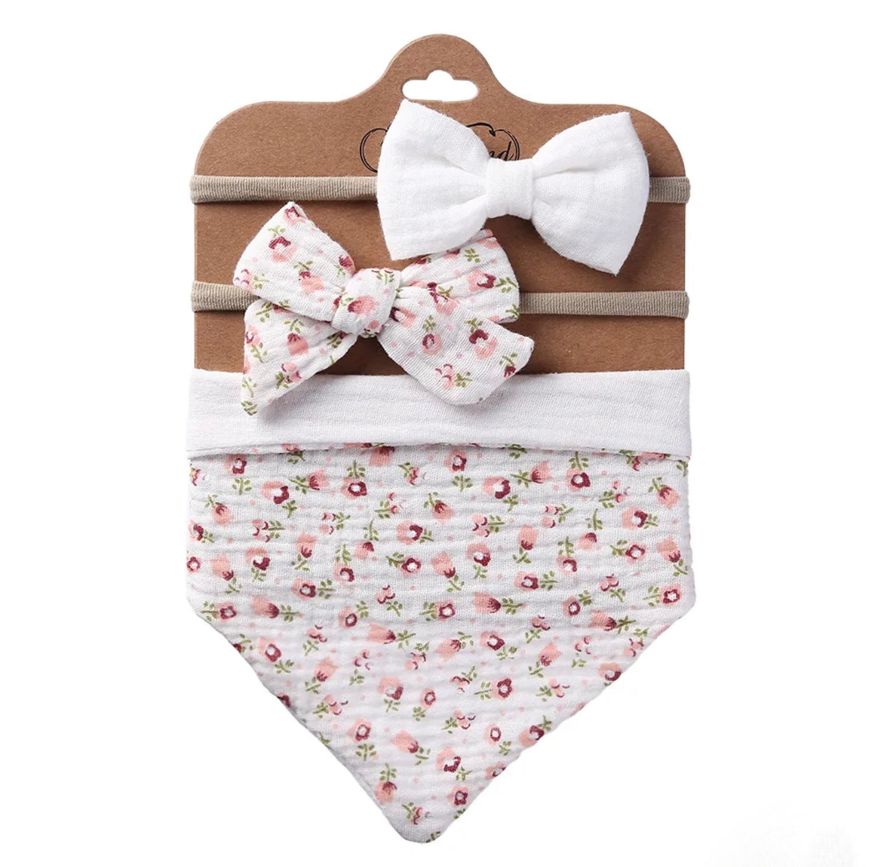 
                  
                    Reversible Dribble Bandana Bib With Matching Bow Headbands
                  
                