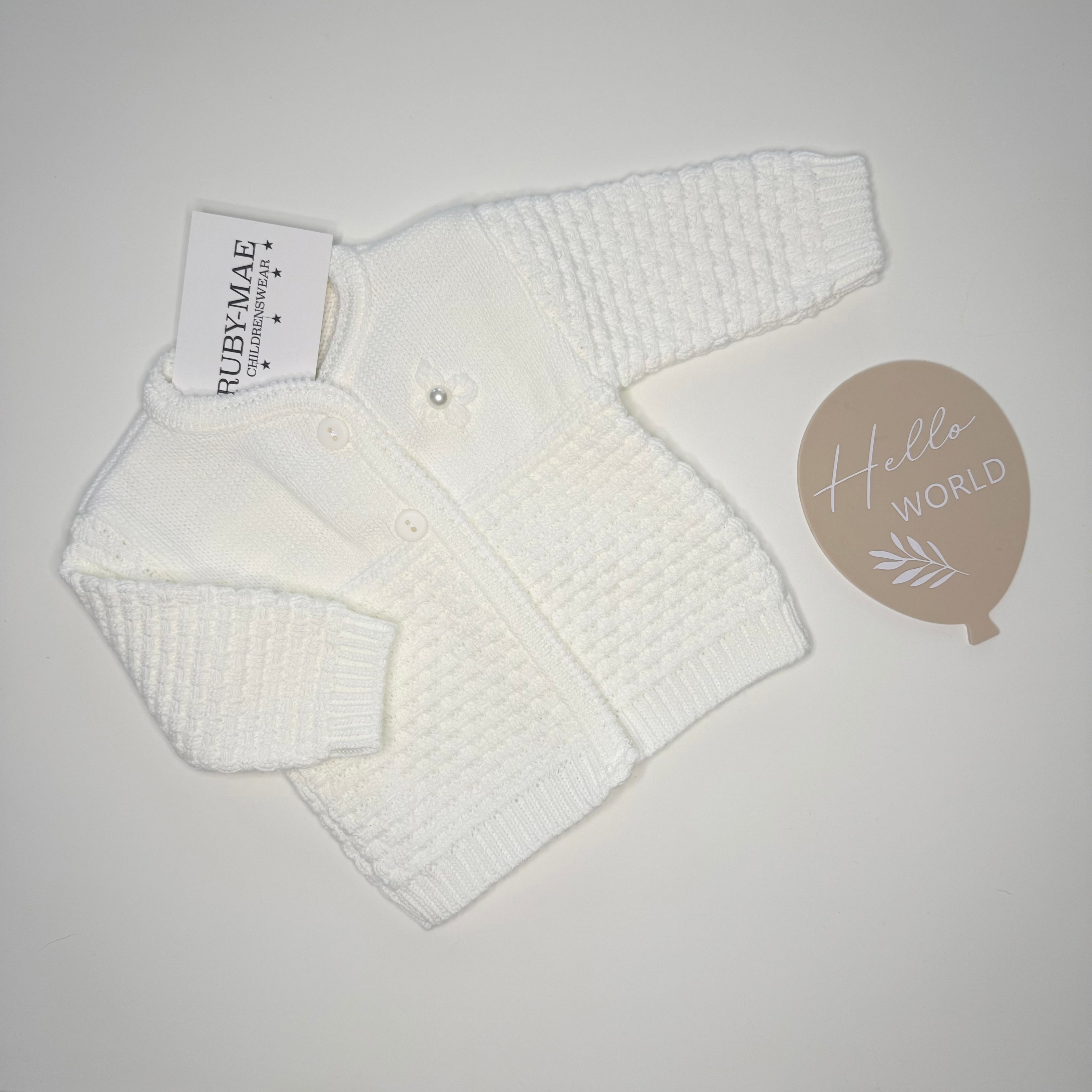 
                  
                    White Knitted Flower Cardigan
                  
                