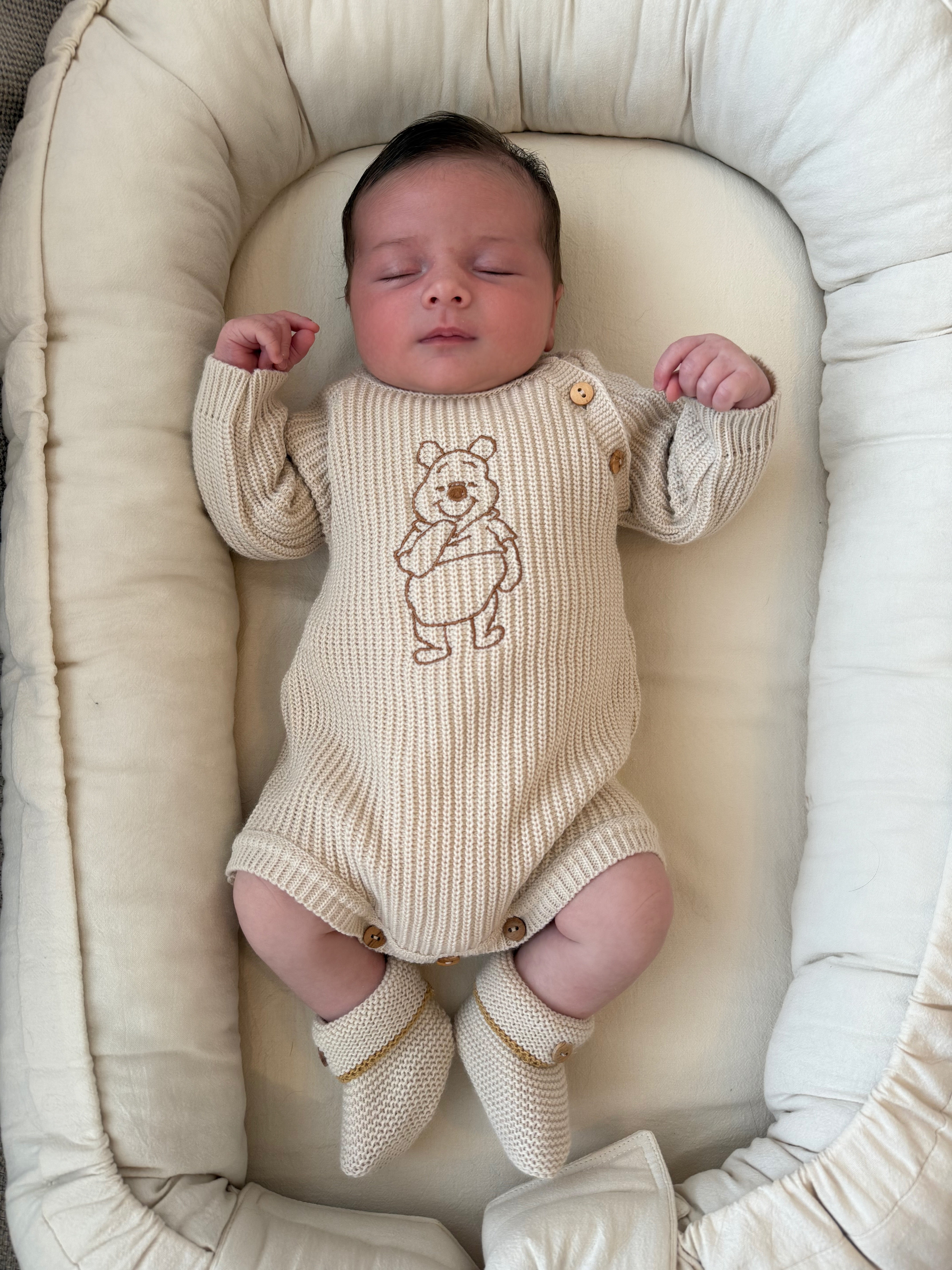 
                  
                    Camel Bear Knitted Romper With Matching Hat - UNISEX
                  
                