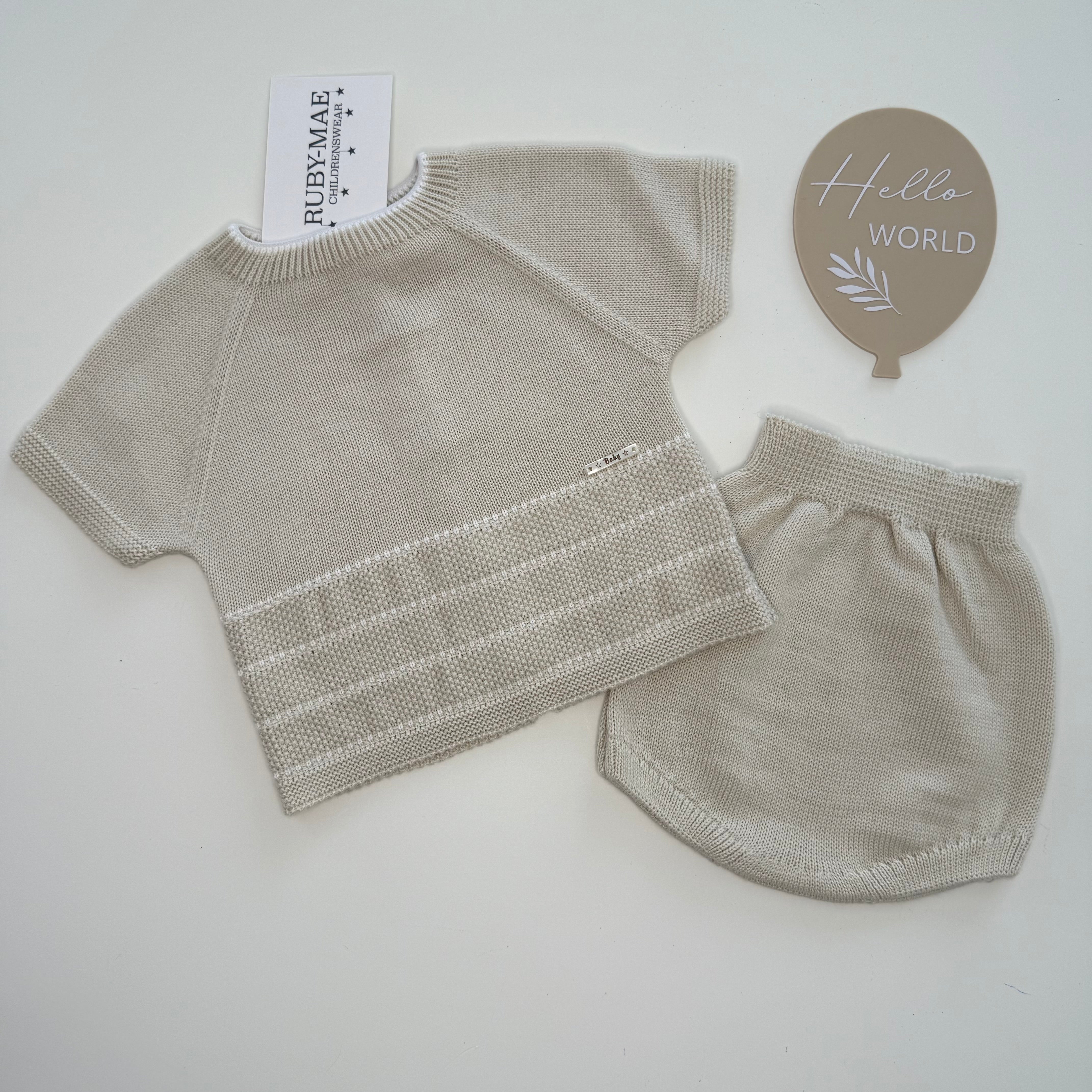 
                  
                    Beige Knitted Top & Shorts Outfit - Ethan
                  
                