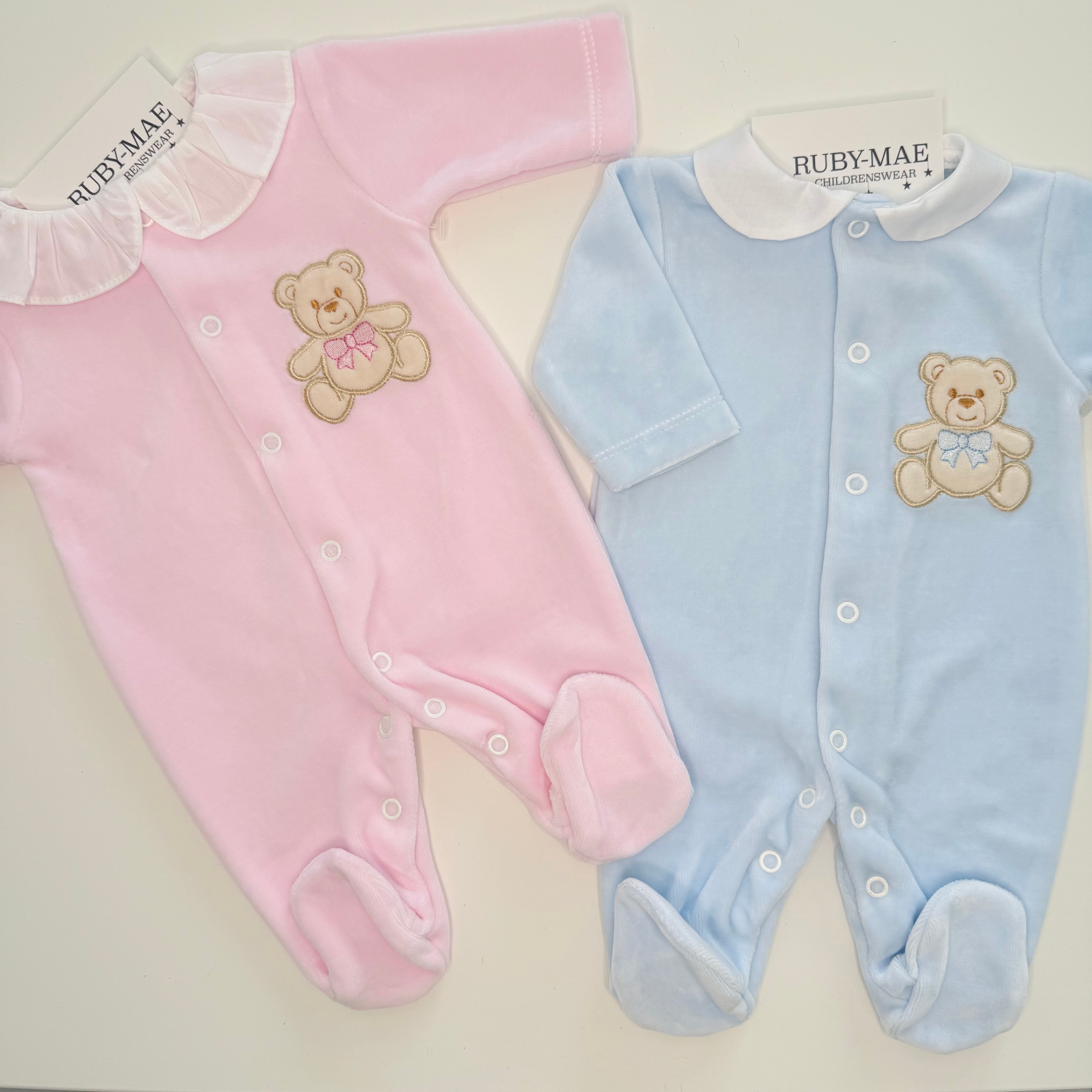 
                  
                    Pink Teddy Velour Sleepsuit
                  
                