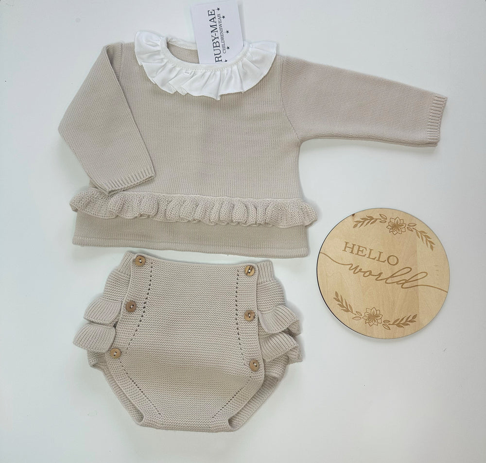 Camel Knitted Jumper With Matching Bloomers - Lily