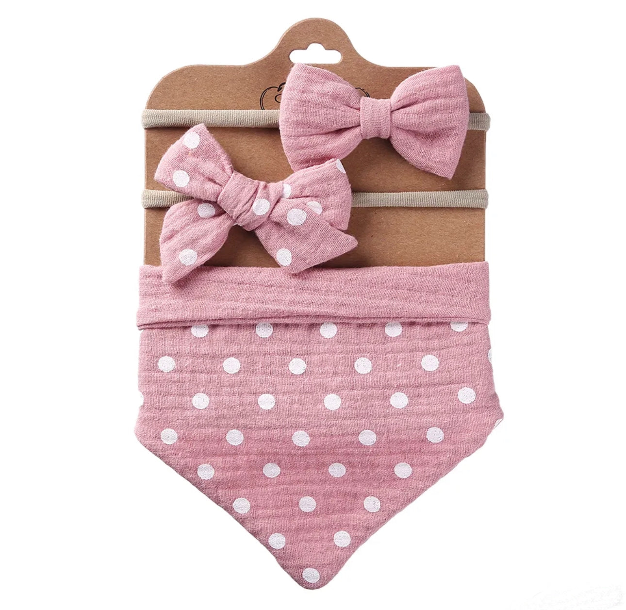 
                  
                    Reversible Dribble Bandana Bib With Matching Bow Headbands
                  
                