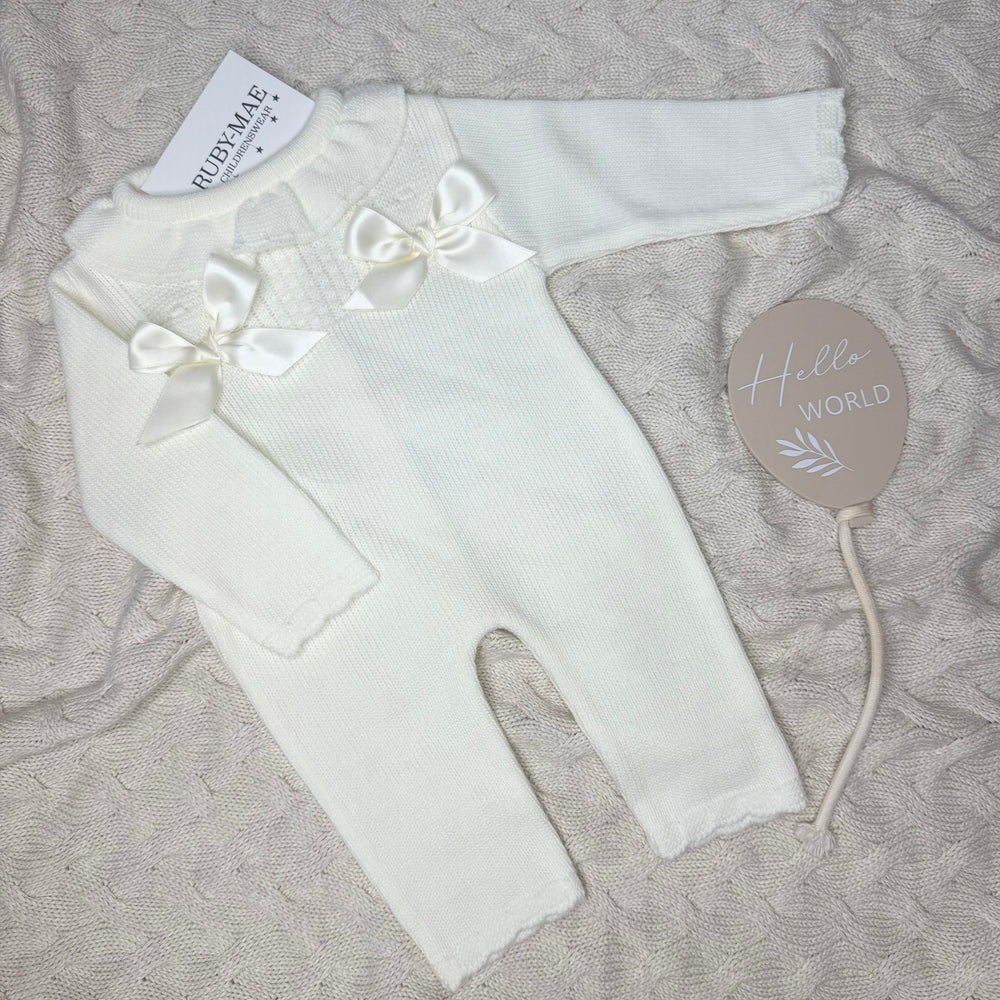 Cream Knitted Bow All In One - Bethany