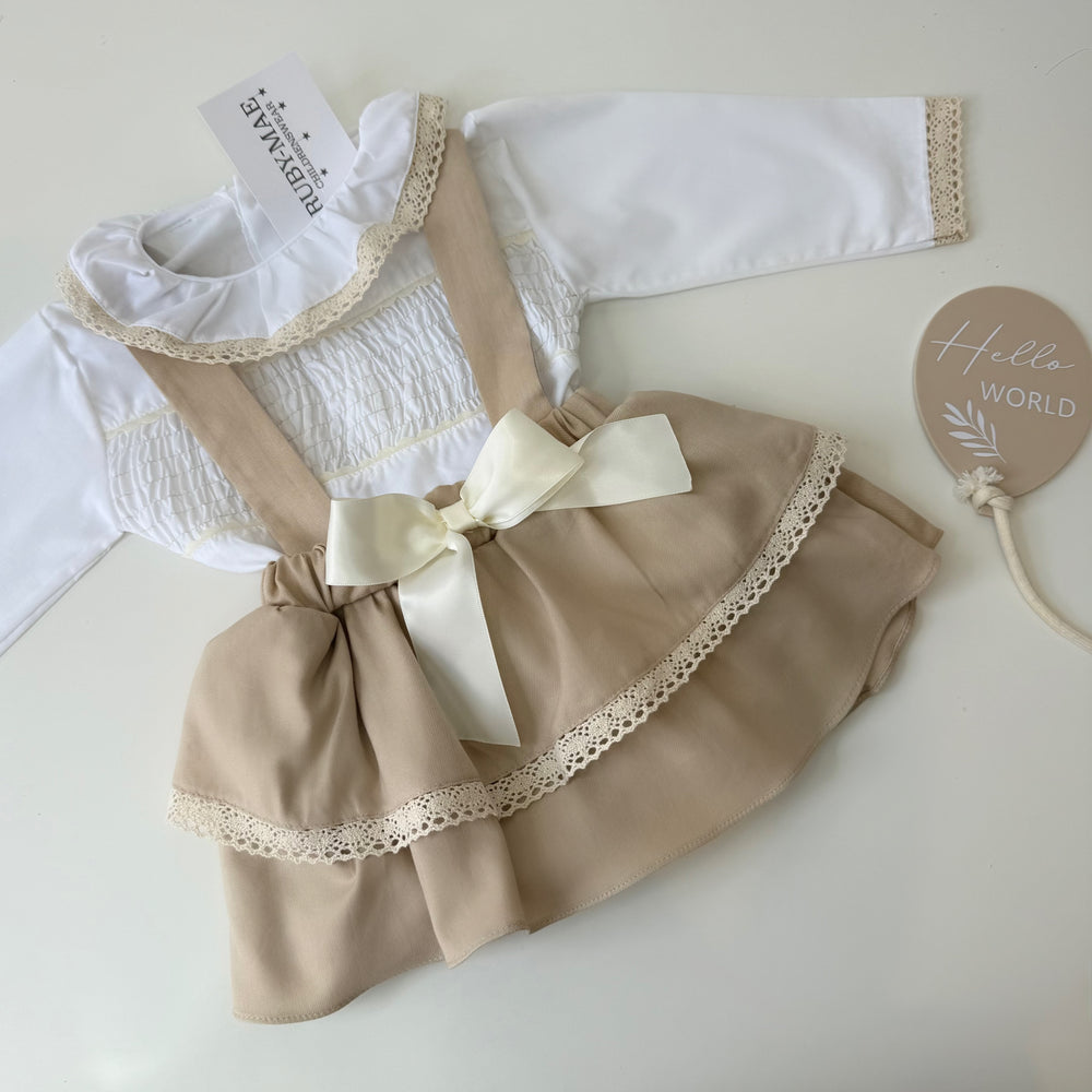 Camel Dungaree TuTu Skirt With Matching Blouse - Gabriella
