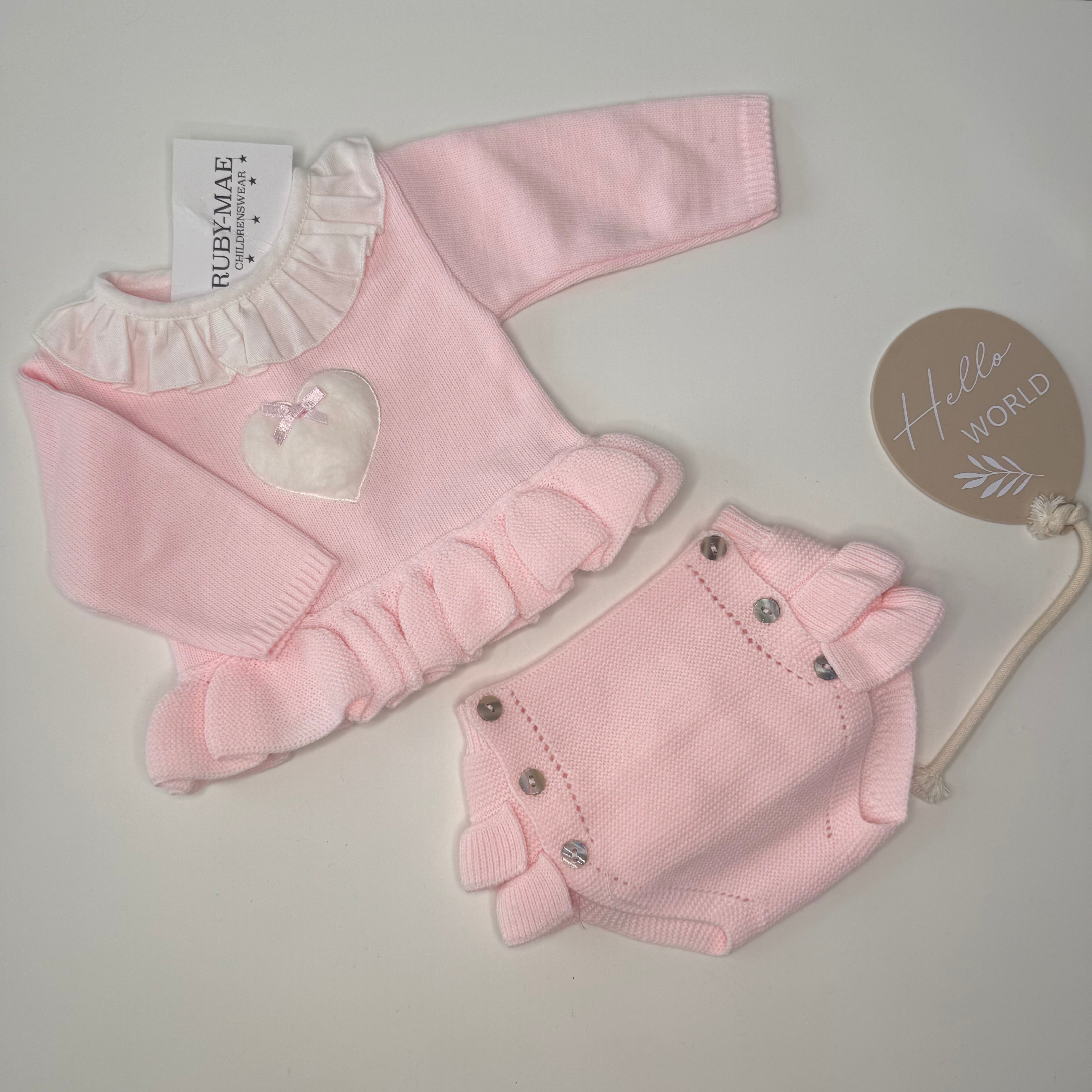 Pink Heart Knitted Jumper With Matching Bloomers - PEX