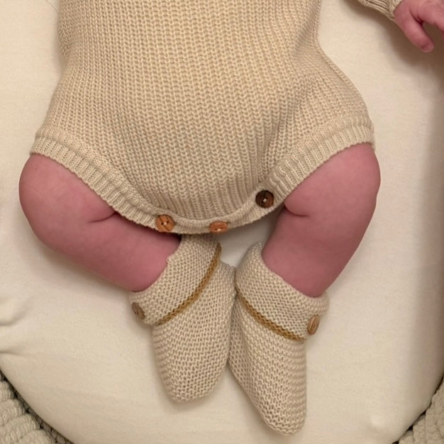 Camel Knitted Button Booties