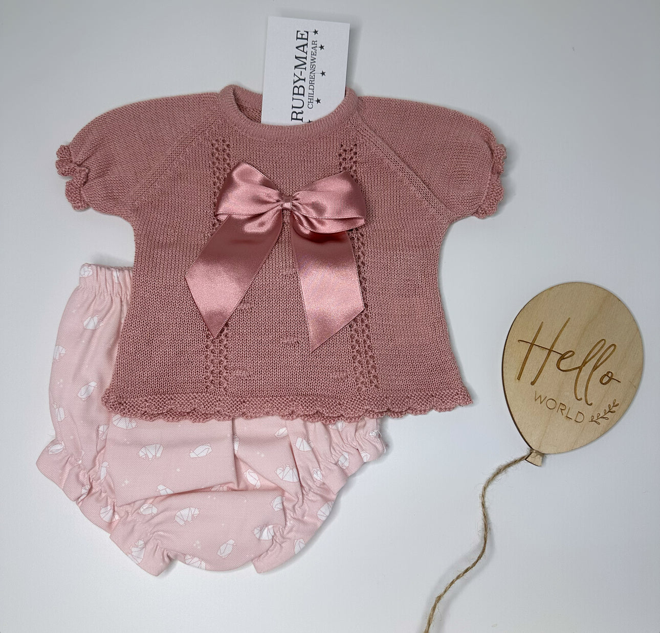 
                  
                    Dusky Pink Knitted Top & Printed Bloomers Outfit - Margot
                  
                
