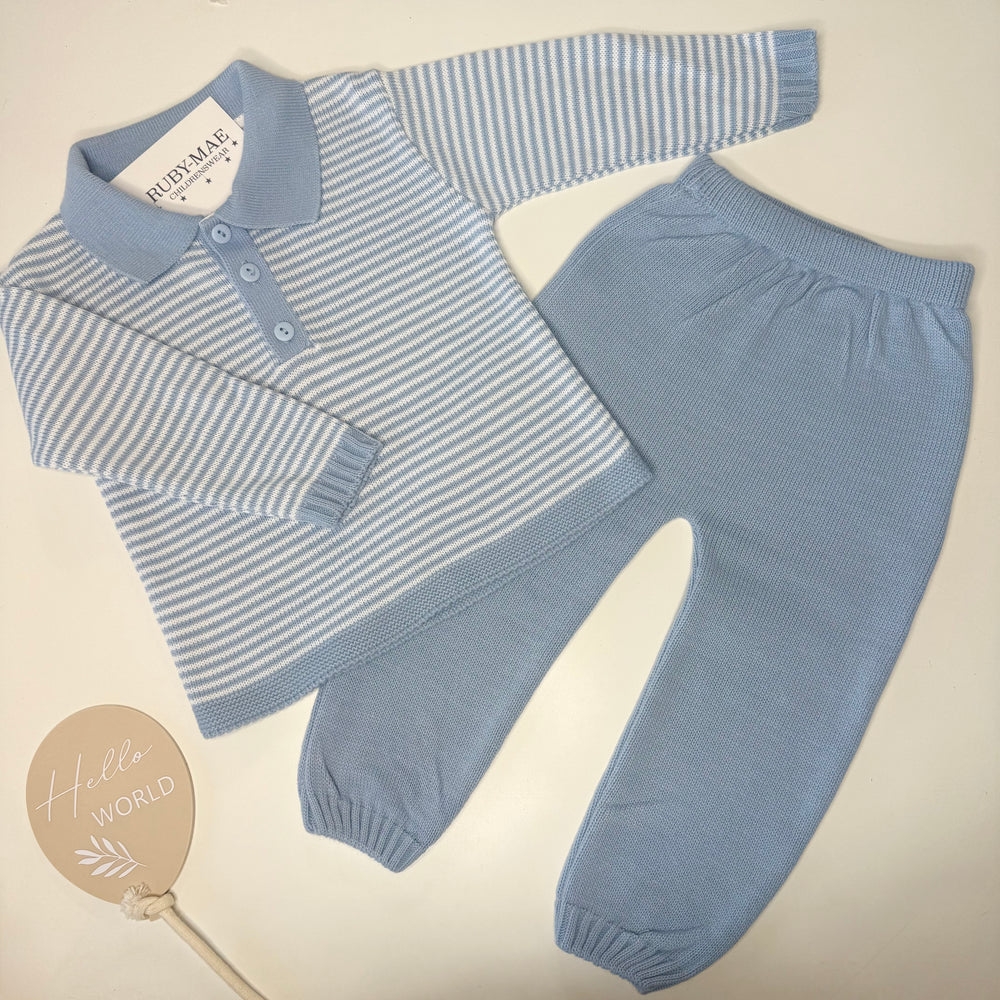 Blue & White Stripe Knitted Jumper And Pants Outfit - Reiss