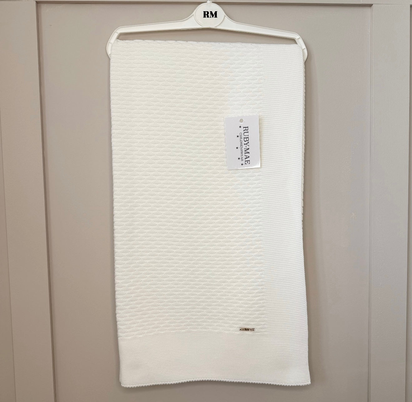 White Knitted Detailed Baby Blanket