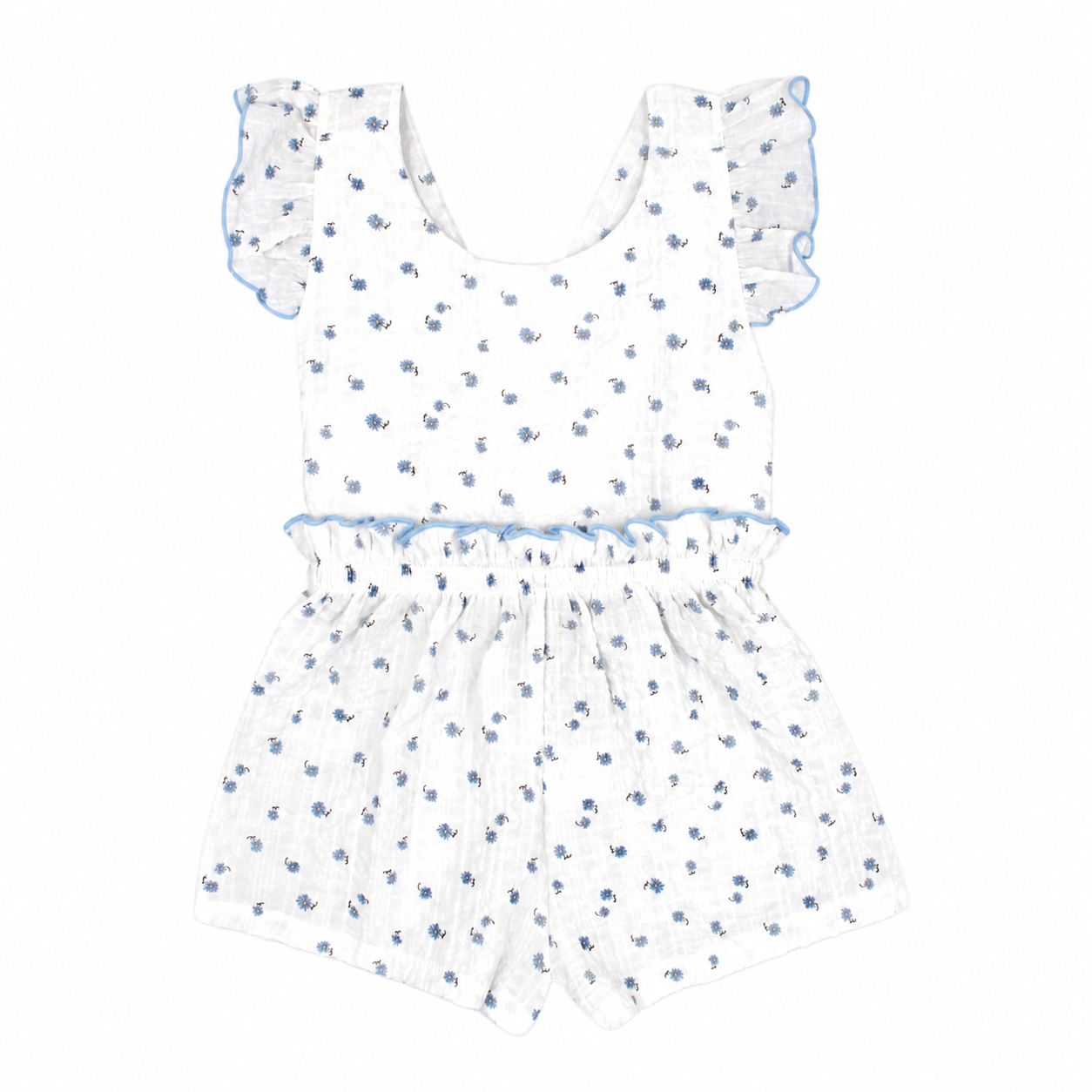
                  
                    Rapife - Girls White With Blue Ditsy Cheesecloth Playsuit
                  
                