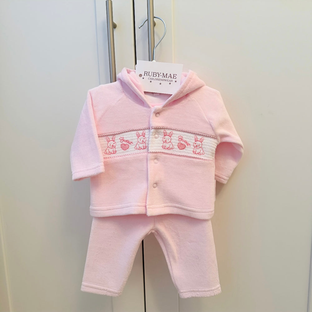 Pink Velour Smock Jacket, Jumper & Pants 3 Piece Set - Tilly