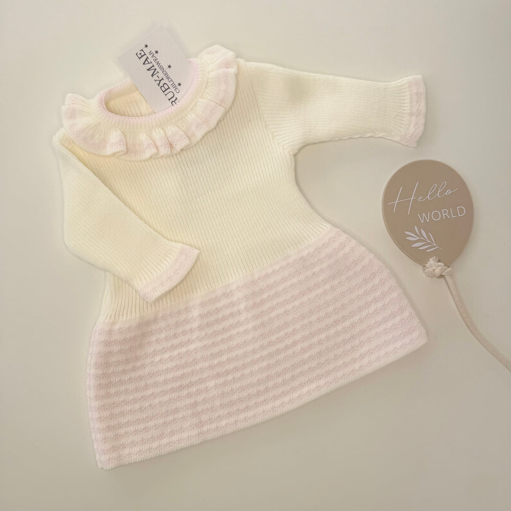 Cream With Pink Knitted Dress - Amaia