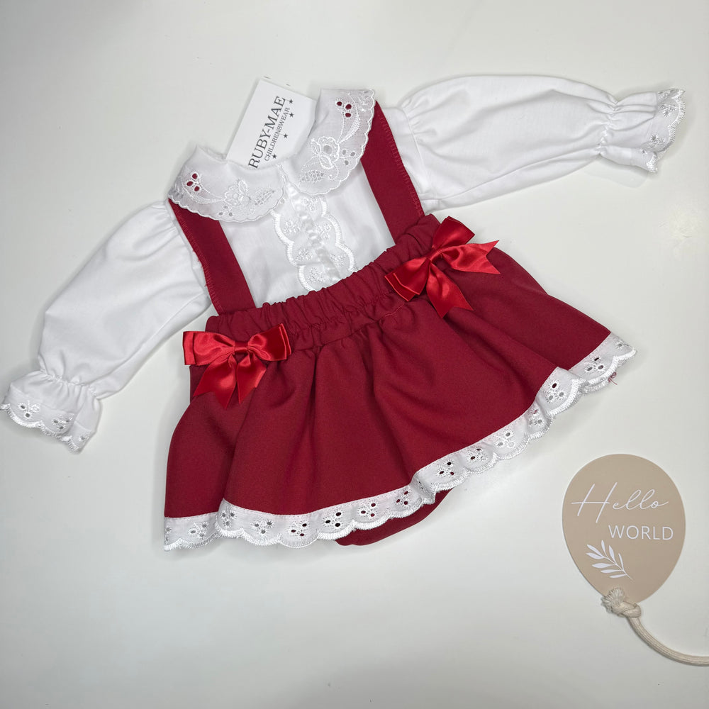 Red Skirt & Matching Blouse Outfit - Scarlett