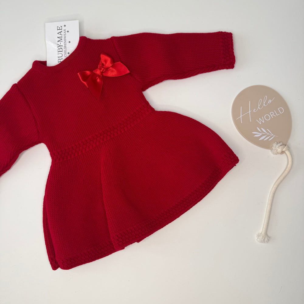 Red Bow Knitted Dress - PEX