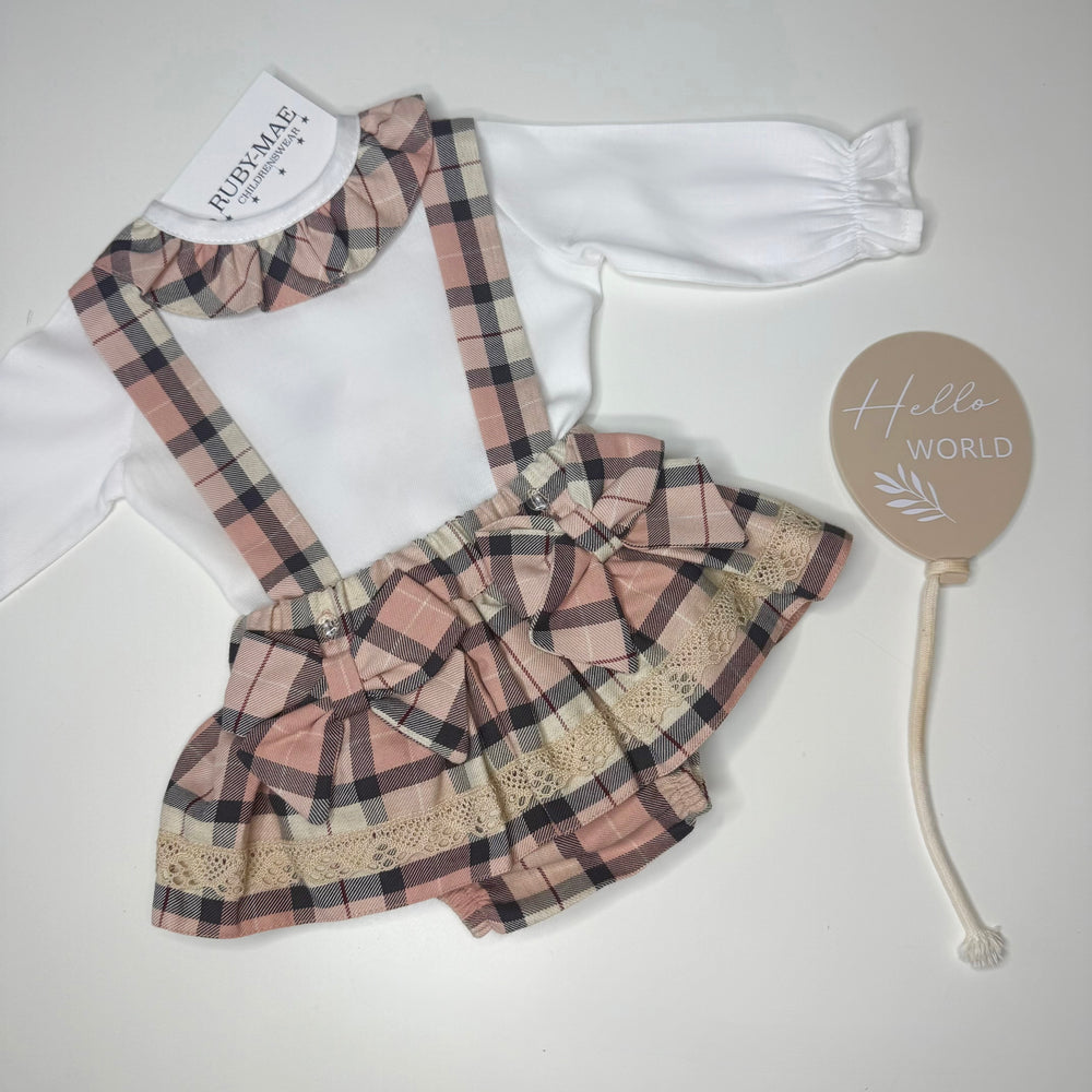 Pink Check Skirt & Matching Blouse Outfit - Jen