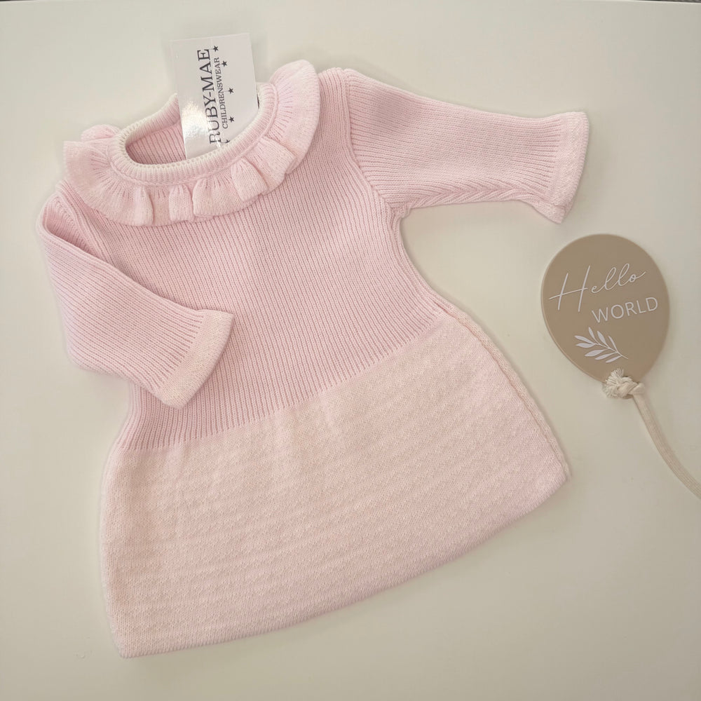 Pink With Cream Knitted Dress - Amaia