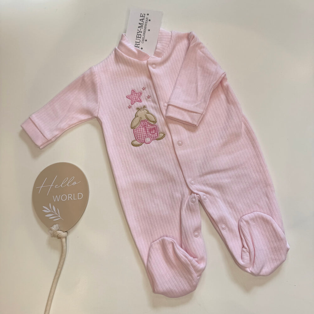 Baby Pink Bunny Star Babygrow - Stephanie