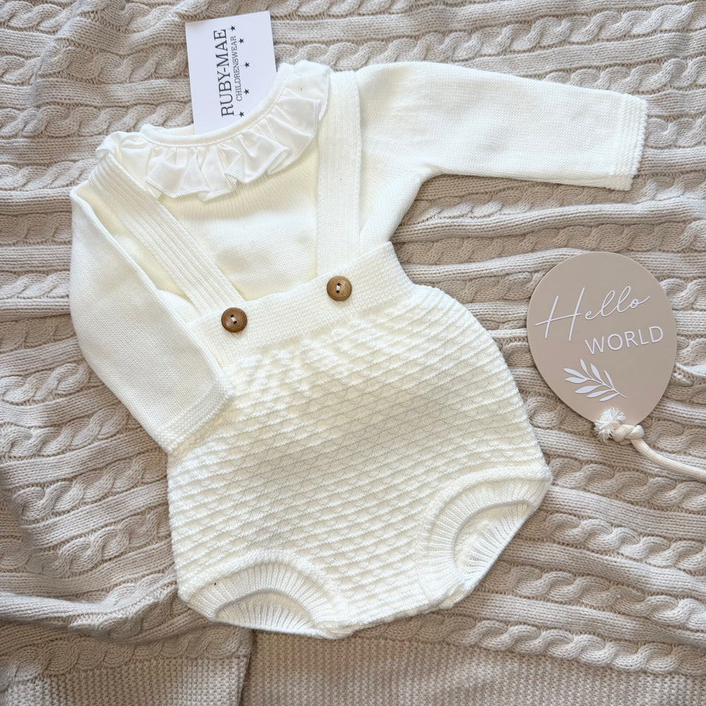 Cream Knitted Frill Jumper & Romper Outfit - Becky