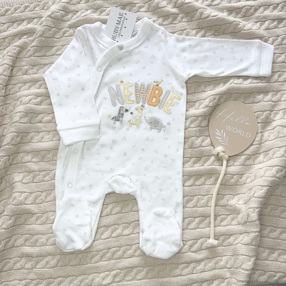 White Newbie Babygrow - UNISEX