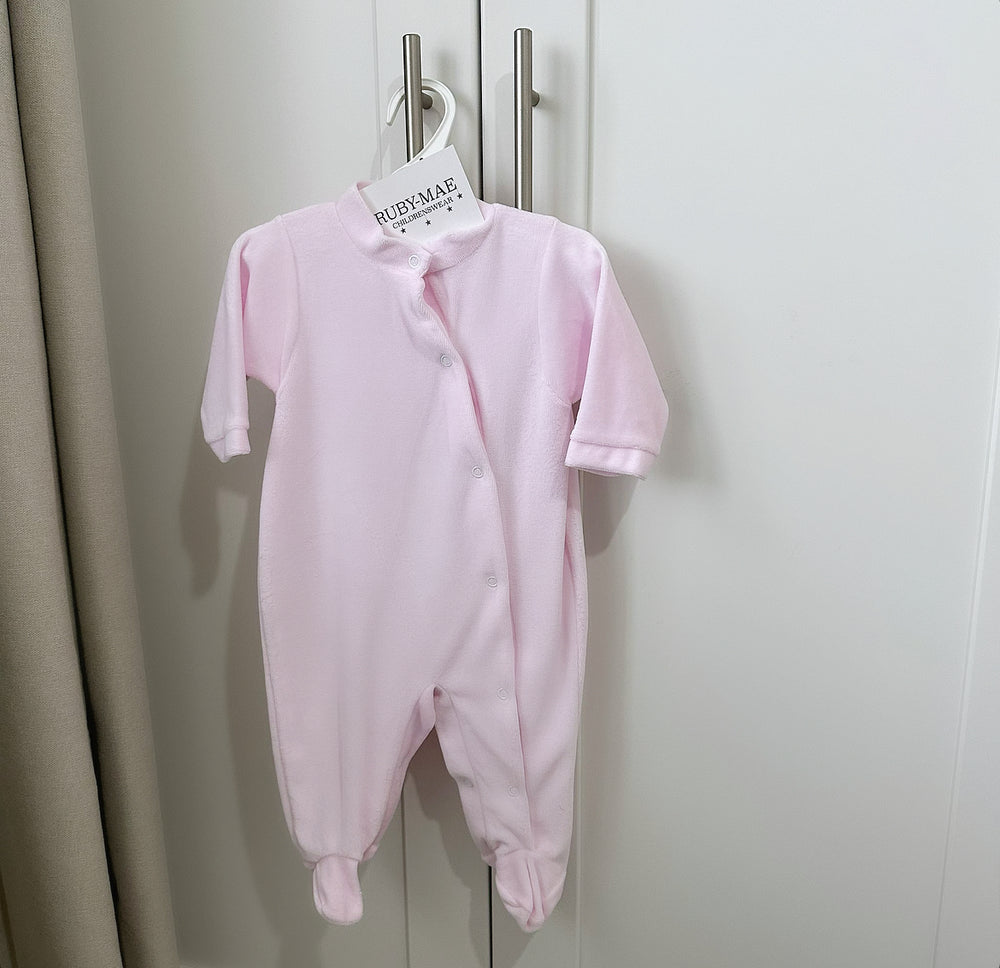 Pink Velour Babygrow