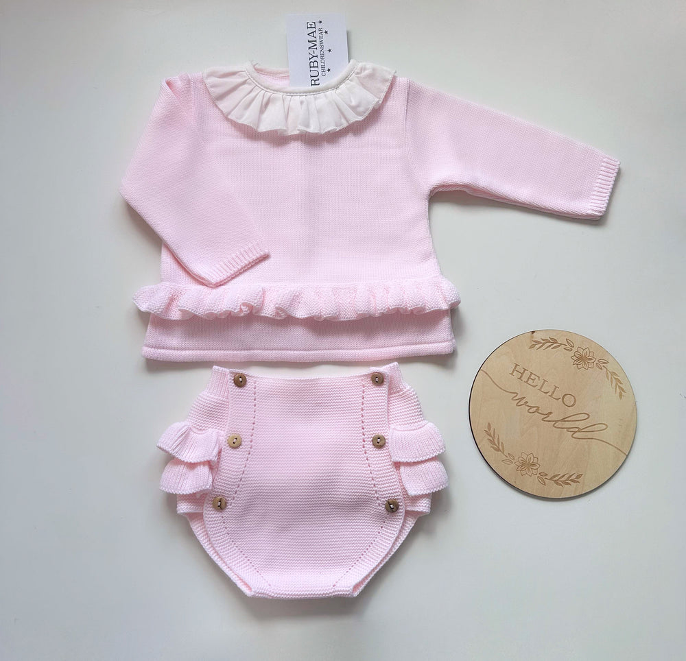 Pink Knitted Jumper With Matching Bloomers - Lily