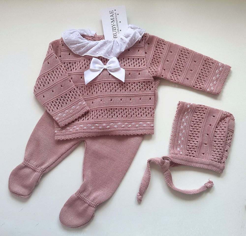 Dusky Pink Knitted Three Piece Outfit - Kylie