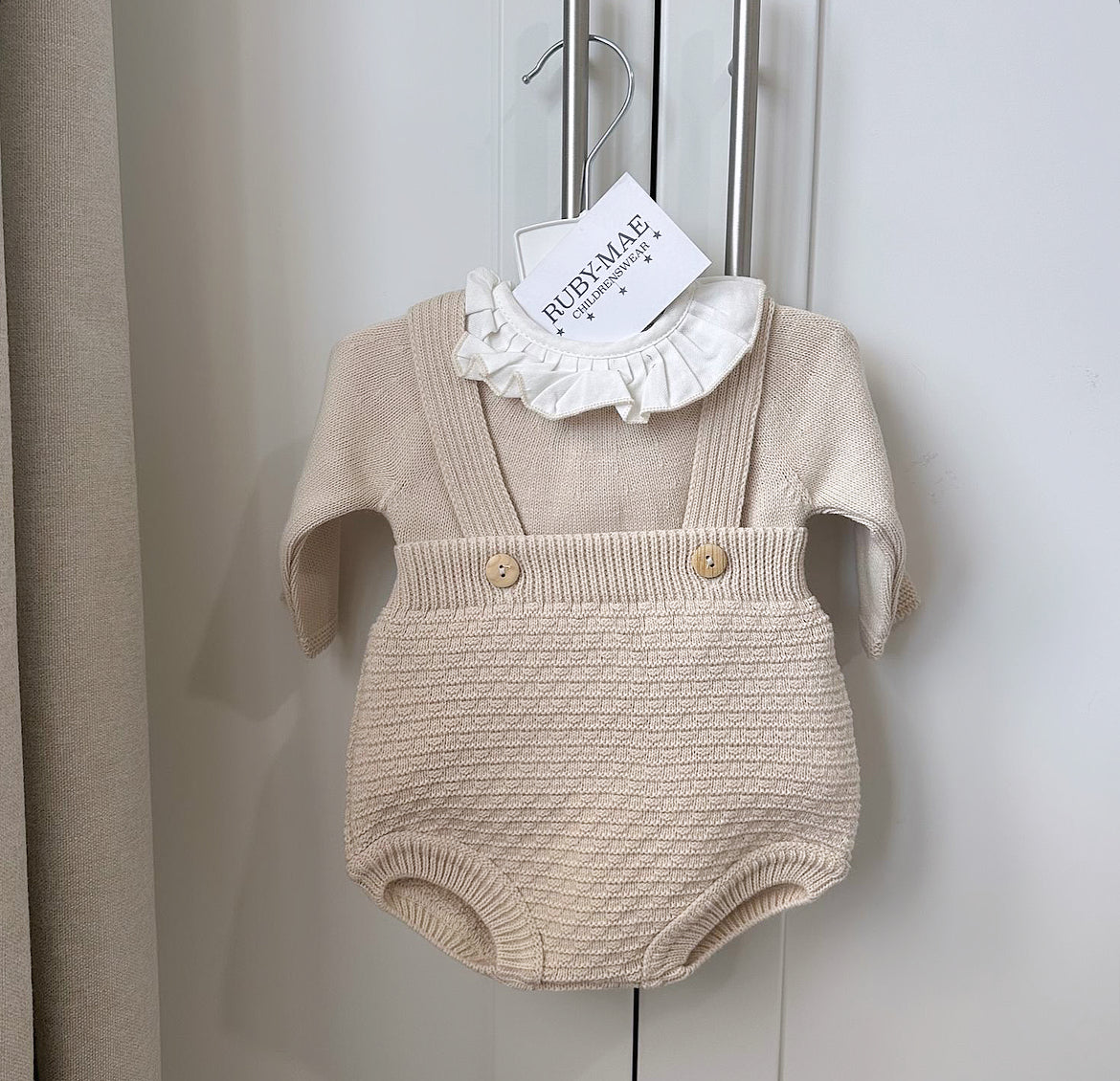 
                  
                    Camel Knitted Frill Jumper & Romper Outfit - Becky
                  
                