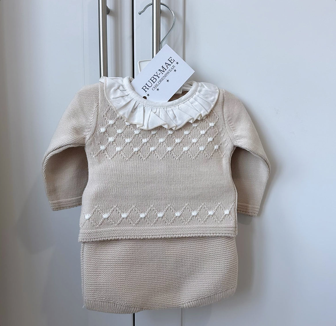 
                  
                    Camel Knitted Frill Jumper & Bloomers Outfit - Danielle
                  
                