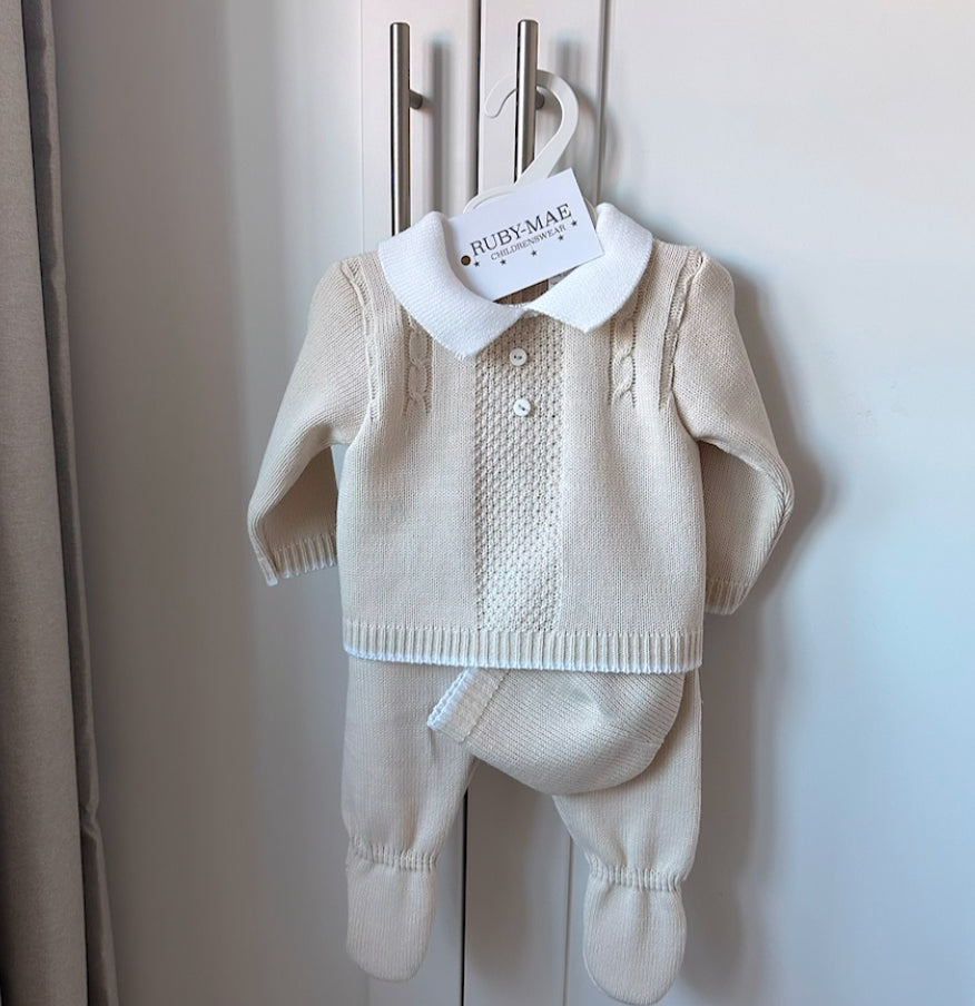 Beige Knitted Jumper & Pants Outfit - Tate