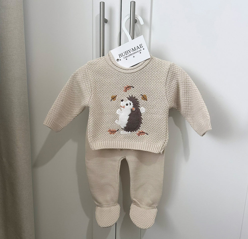 Camel Knitted Hedgehog Knitted Jumper & Pants Outfit