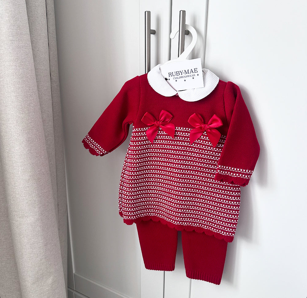 Red Knitted Dress With Matching Leggings - Hattie