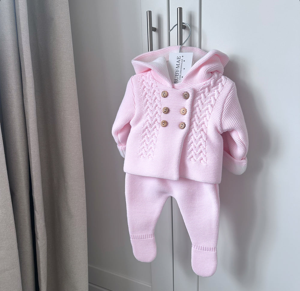 Pink Double Knitted Jacket & Matching Pants