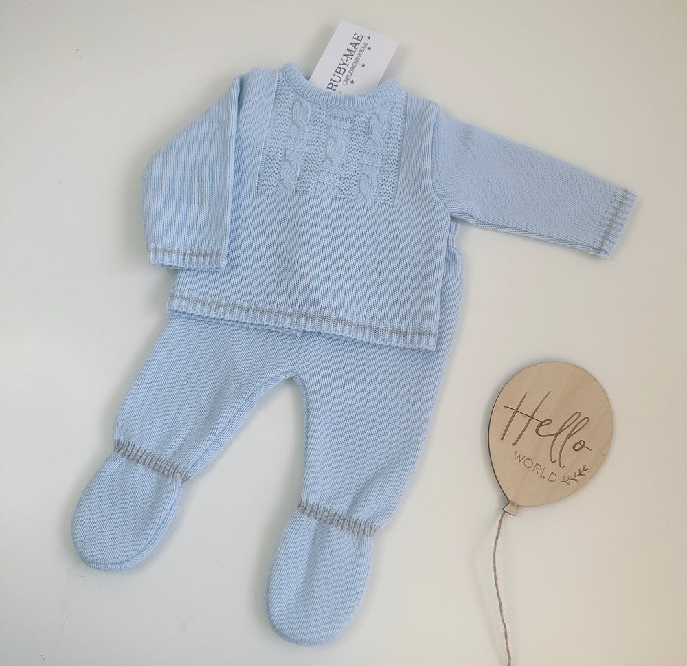 Blue Knitted Two Piece Set - Brodie