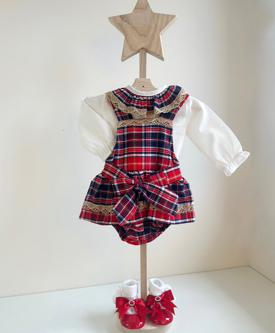 
                  
                    White Blouse With Matching Tartan Check Romper Skirt - Brea
                  
                