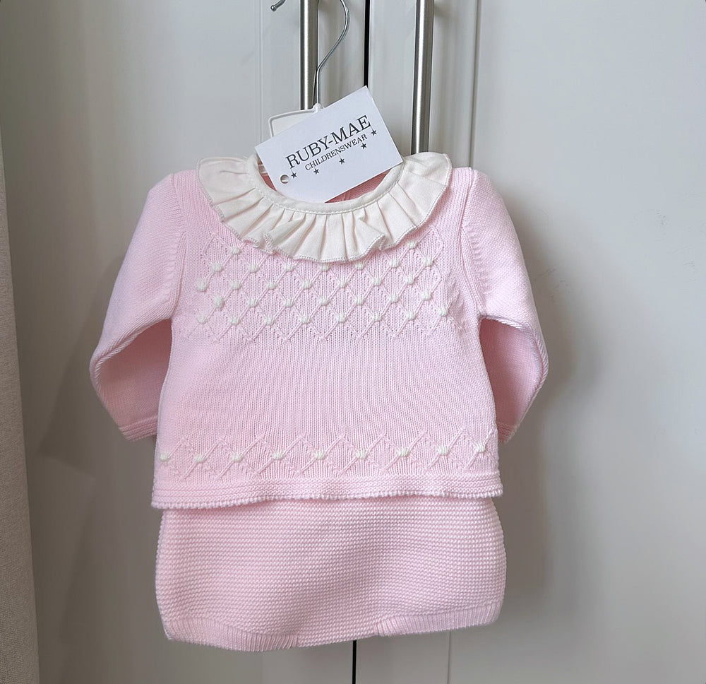 Pink Knitted Frill Jumper & Bloomers Outfit - Danielle