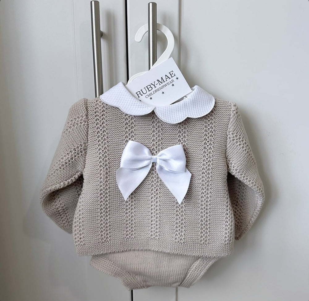 Taupe Knitted Jumper & Bloomers Outfit - Alana