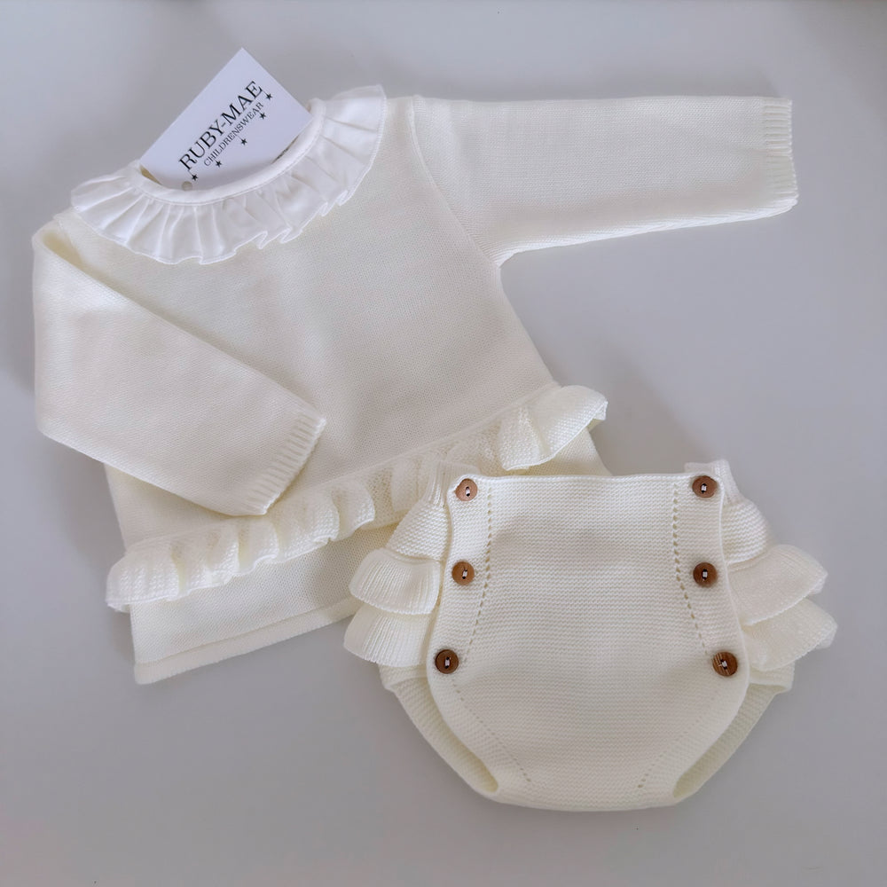 Cream Knitted Jumper With Matching Bloomers - Lily