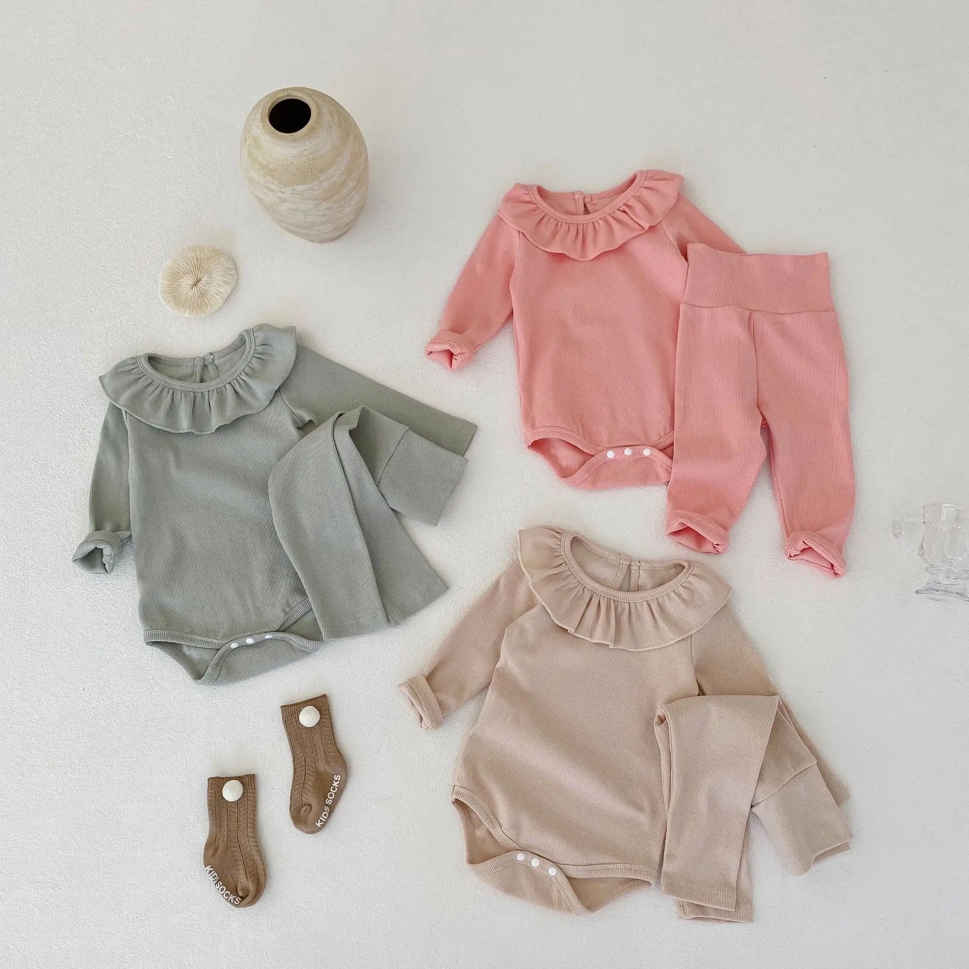 
                  
                    Pink Ribbed Frill Bodysuit With Matching Leggings - Chloe (pre-order)
                  
                