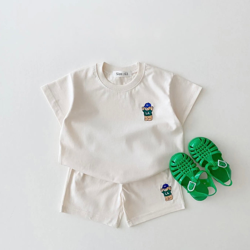 Ivory Bear Shorts & T-Shirt Set
