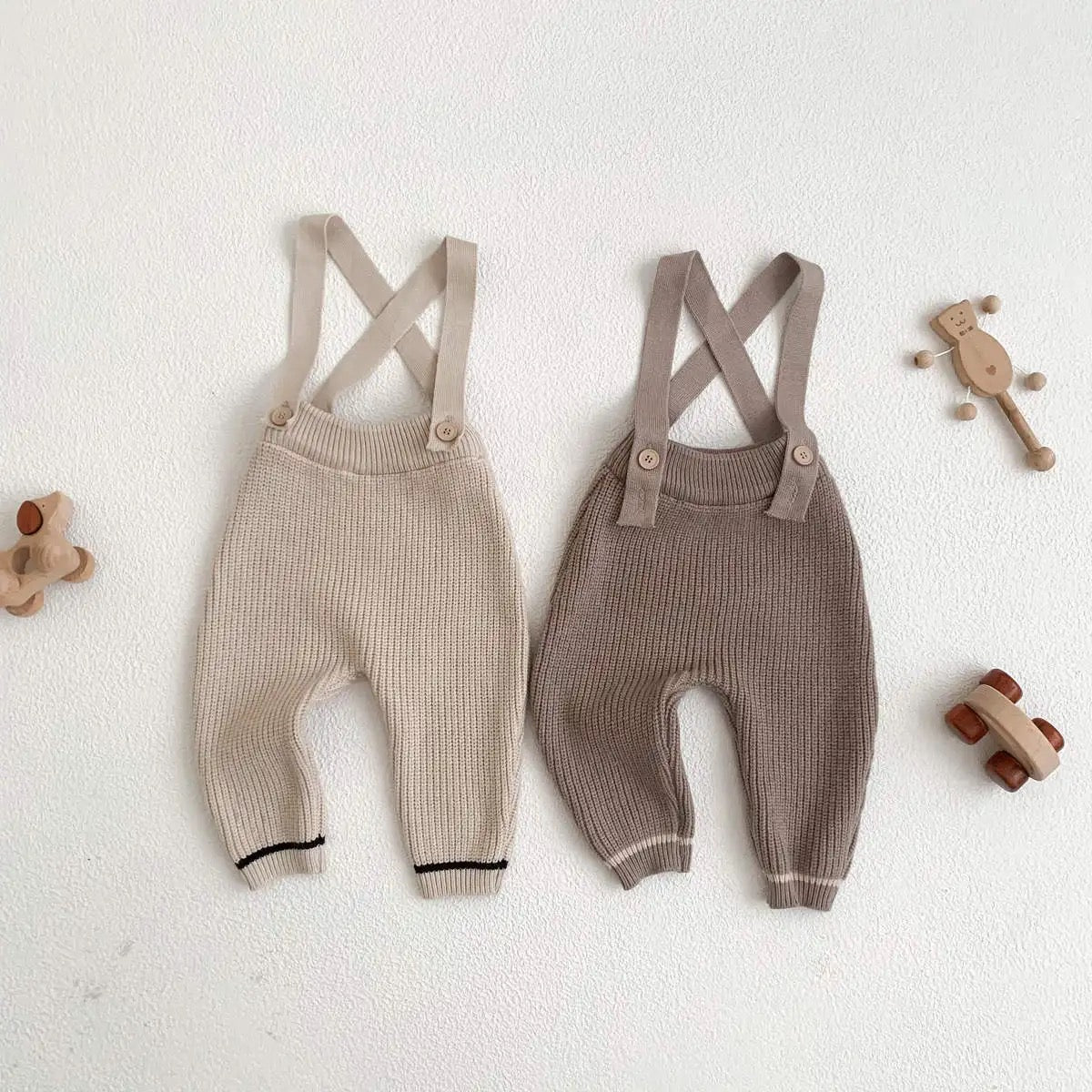
                  
                    Beige Knitted Dungaree Pants - Kai
                  
                