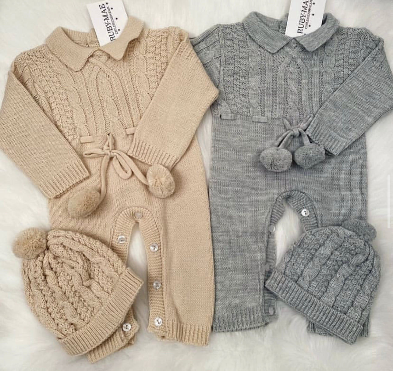 
                  
                    UNISEX Grey Knitted All In One Outfit With Matching Hat
                  
                