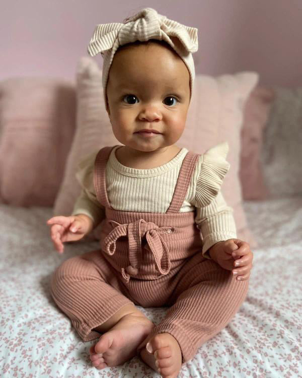 
                  
                    Dusky Pink Ribbed Bow Dungaree Leggings - (pre-order)
                  
                