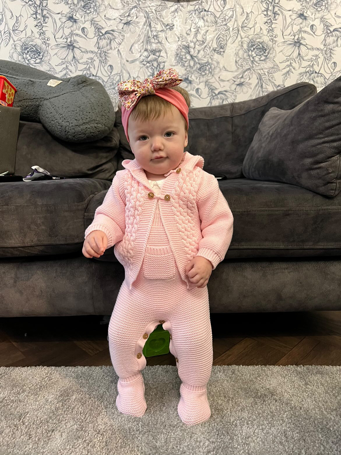 
                  
                    Pink Knitted Long Leg Dungaree With Matching Jacket Outfit Set - Dolly
                  
                