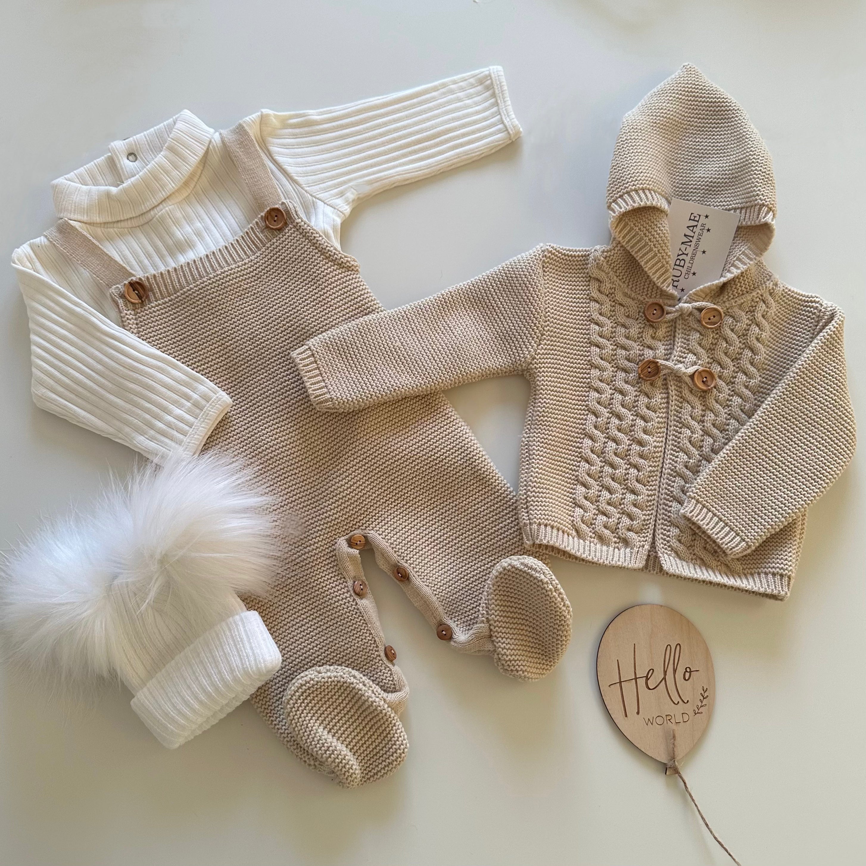 
                  
                    UNISEX Camel Knitted Long Leg Dungaree With Matching Jacket Outfit Set- Sammy
                  
                