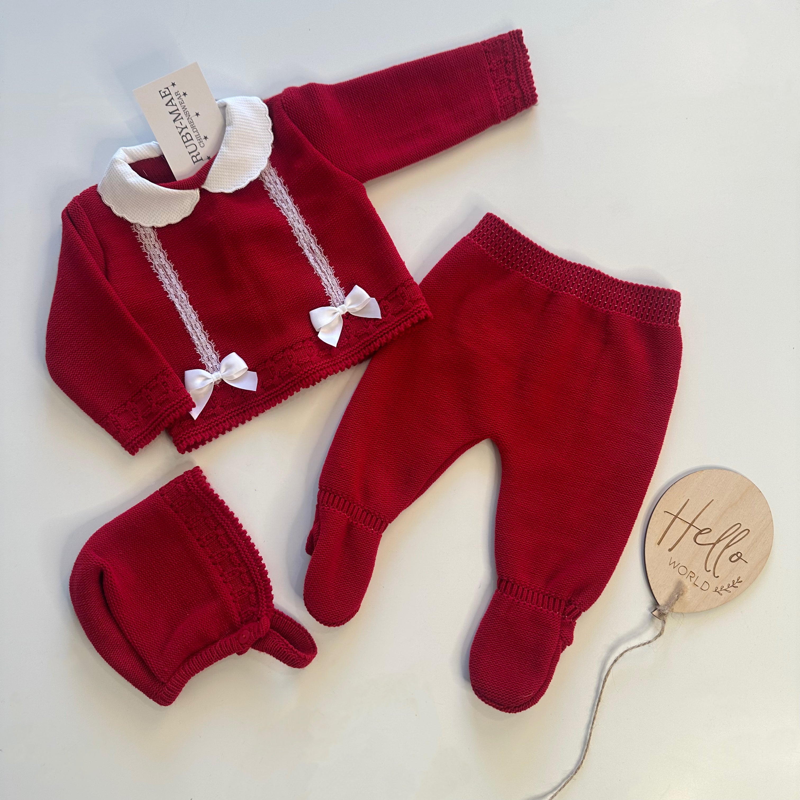 
                  
                    Red Bow Knitted Three Piece Set - Lisa
                  
                