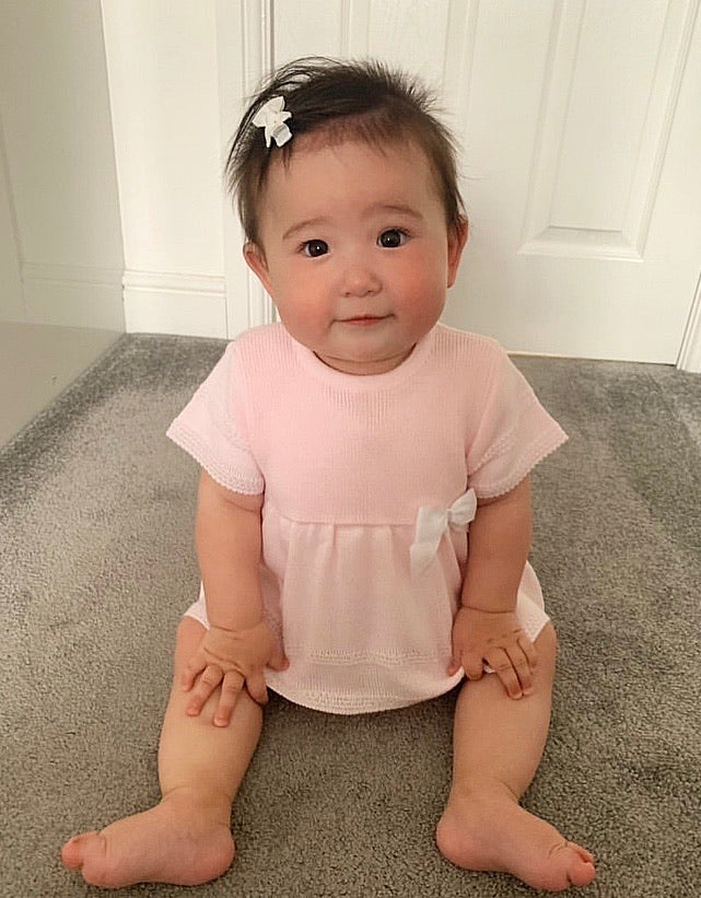 Pink Bow Front Dress With Matching Knickers - Candice - Ruby-Mae Childrenswear